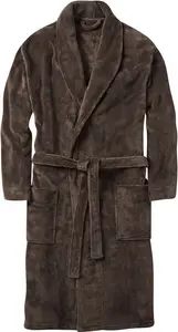 Cotton Traders Fleece Dressing Gown In Brown - Size XS/S