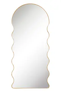 MirrorOutlet The Fluctus Gold Metal Dome Arch Wavy Frame Wall Mirror 180CM X 80CM