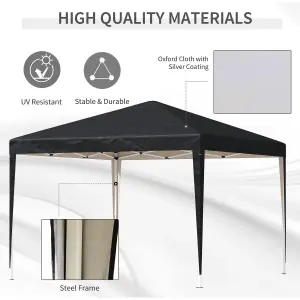 Outsunny 3 x 3m Garden Pop Up Gazebo Marquee Party Tent Wedding Canopy Black