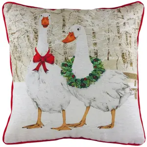 Evans Lichfield Goosie Velvet Chenille Printed Feather Filled Cushion