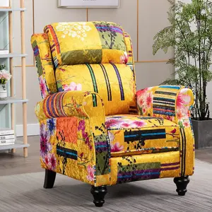 Fabric Gold Patchwork Mary Manual Recliner Chair