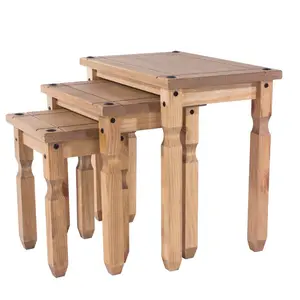 Payton 3 Piece Nest of Tables, Solid Pine, Corona Design Natural