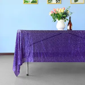 Neel Blue 70x108 Inch Rectangle Sequin Tablecloth, Purple