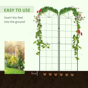 Outsunny Set of 2 Metal Trellis for Climbing Plants, Grid Design, 50 x 180cm