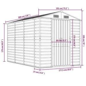 Brumit Garden Shed 191x300x198 cm Galvanised Steel Brown