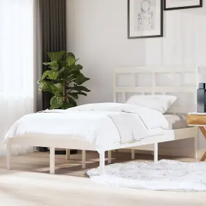 Berkfield Bed Frame White Solid Wood Pine 120x200 cm