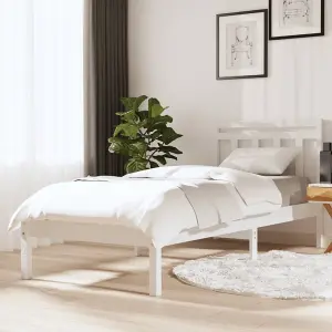 Berkfield Bed Frame White Solid Wood Pine 90x200 cm