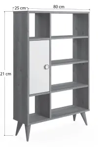 Soho Bookcase Free Standing Storage Shelf, 80 x 25 x 121 cm 7 Compartments Display Shelves, Bookshelf, Open Cabinet, Oak