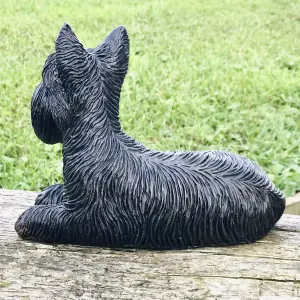 Laying Scottish Terrier 'Scottie Dog' indoor ornament or garden decoration