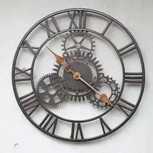 The Cog Outdoor Clock - L50.8 x W3.8 x H50.8 cm - Black/Gold