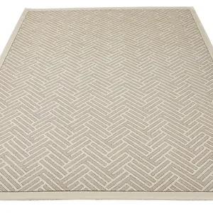 Grey Ivory Easy to Clean Modern Chequered Geometric Dining Room Bedroom and Living Room Rug-160cm X 230cm