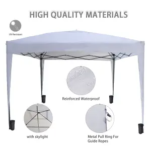 Birchtree Waterproof 3m x 3m Heavy Duty Pop Up Gazebo Marquee Garden Awning Party Tent Canopy 600D Polyester Steel Frame White