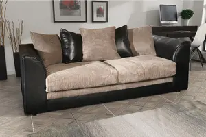 Chicago Jumbo Cord 3 Seater Sofa Black-Grey