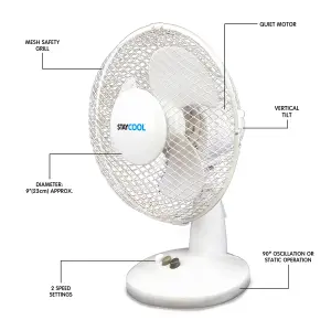 StayCool 9" (23cm) Desk Fan - White