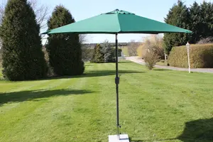 2.7M Wide Garden Parasol Umbrella With Tilt and Crank (Dark Green)