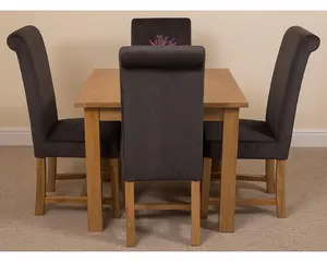 Oslo 90 x 90 cm Oak Small Dining Table and 4 Chairs Dining Set with Washington Black Fabric Chairs