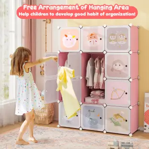 COSTWAY 12-Cube DIY Kids Wardrobe Children's Closet Storage Organizer