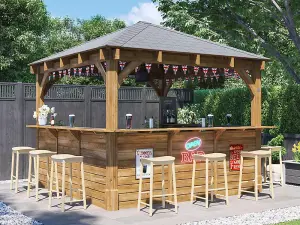 Dunster House Garden Bar 3 x 3 metres Wooden Outdoor Pub Shed Gazebo Kiosk Counter Barzebo Leviathan C