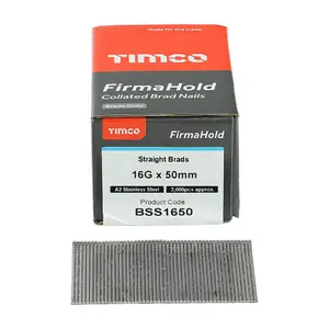 FirmaHold Collated Brad Nails - 16 Gauge - Straight - Stainless Steel BSS1650 - 16g x 50mm