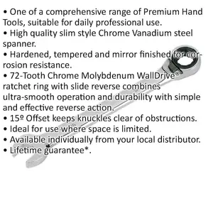 Durable 12mm Reversible Ratchet Combination Spanner - Chrome Vanadium Steel Wrench