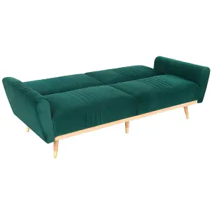 3-Seater Modern Dark Green Velvet Sofa Bed Recliner Couch with Wood Legs