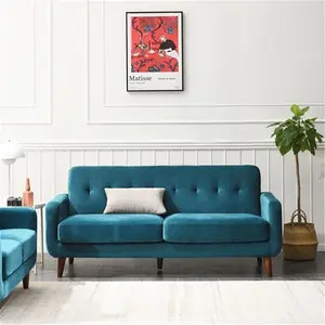 Clarence 2-Seater Teal Velvet Sofa, Two-Seater Blue Fabric Sofa - Daals - Sofas