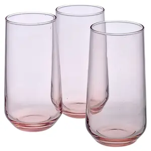 Queensway Home & Dining 470ml 6 Pcs Pink Coloured Highball Tall Cocktails Juice Glasses