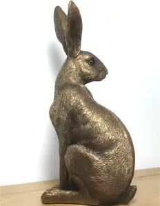 Sitting hare figurine from the Leonardo Reflections Bronzed range, gift boxed.