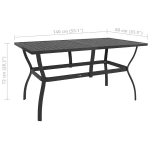 Berkfield Garden Table Anthracite 140x80x72 cm Steel