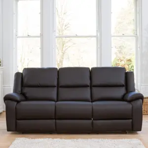 Brookhaven 216cm Wide Brown Bonded Leather 3 Seat Electric Reclining Sofa with Independently Reclining Left and Right Hand Seats