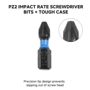 X3 BAP 25PC Impact Torsion PZ2 Pozi 2 Screwdriver Drill Bit + Magnetic Holder