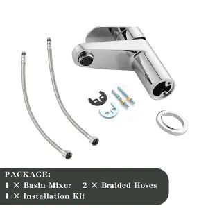 BATHWEST Basin Mixer Tap Hot and Cold Single Lever Basin Sink Mixer Tap Brushed Chrome