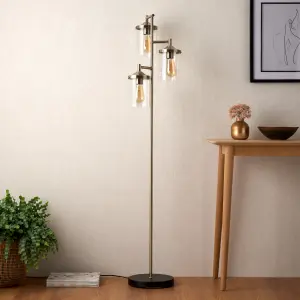 Edinburgh Matt Black Antique brass effect Floor light