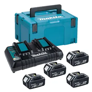 Makita BL1840 18v 4 x 4.0ah Lithium Batteries DC18RD Dual Port Charger + Makpac