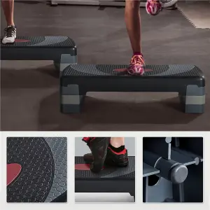 Yaheetech Adjustable Aerobic Stepper with Risers - Grey