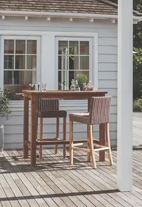 Garden Trading Lymington Outdoors Indoors Bar Stool Chair Seat PE Rattan Teak