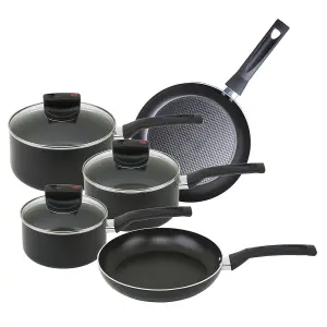 Prestige Safecook Black Round Aluminium Dishwasher Safe Non-Stick Cookware Gift Set Pack of 5