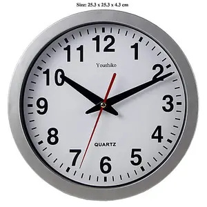 Stylish Silver & White Bold Classic Quartz Wall Clock Non Ticking Silent