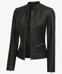 Womens Black Slim Fit Leather Jacket