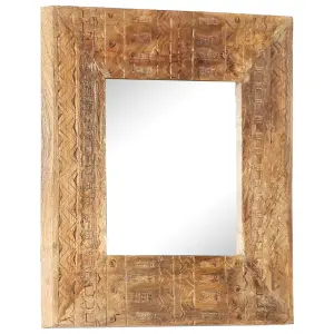 Berkfield Hand-Carved Mirror 50x50x11 cm Solid Mango Wood