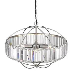 Luminosa Contemporary Pendant Ceiling 4 Light Satin Nickel, Crystal