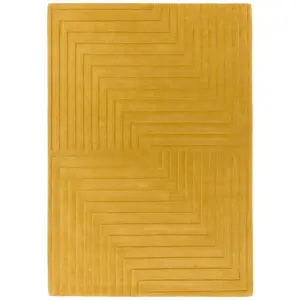 Yellow Wool Easy to clean Optical/ (3D) Handmade , Luxurious , Modern , Wool Rug for Living Room, Bedroom - 160cm X 230cm