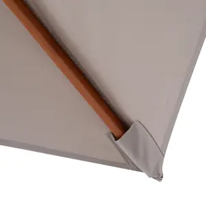 Outsunny Wooden Patio Umbrella Market Parasol Outdoor Sunshade Grey