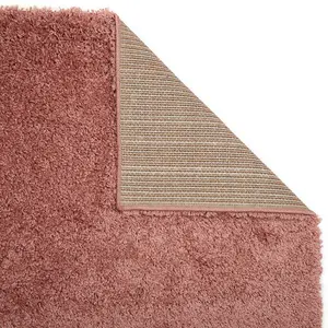 Modern Easy to Clean Pink Plain Shaggy Rug for Living Room and Bedroom-60cm X 110cm