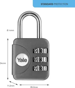 Yale - Combination Padlock in Grey - YP1/28/121/1G