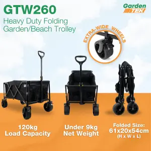 GardenTek Garden Trolley On Wheels 120kg Load 135L Capacity With Brakes GTW260