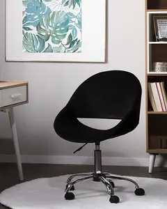 Beliani Retro Desk Chair Velvet Black SELMA