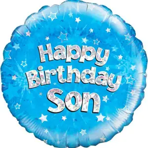 Oaktree 18 Inch Circle Happy Birthday Son Foil Balloon Blue/Silver (18in)