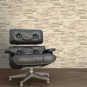 Muriva Cream Slate Brick effect Embossed Wallpaper