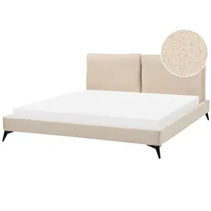 Boucle EU Super King Size Bed Beige MELLE